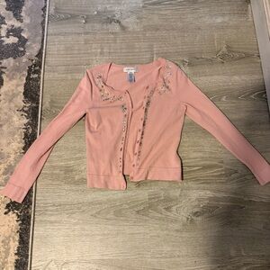 Nine West Light Pink Embellished Cardigan